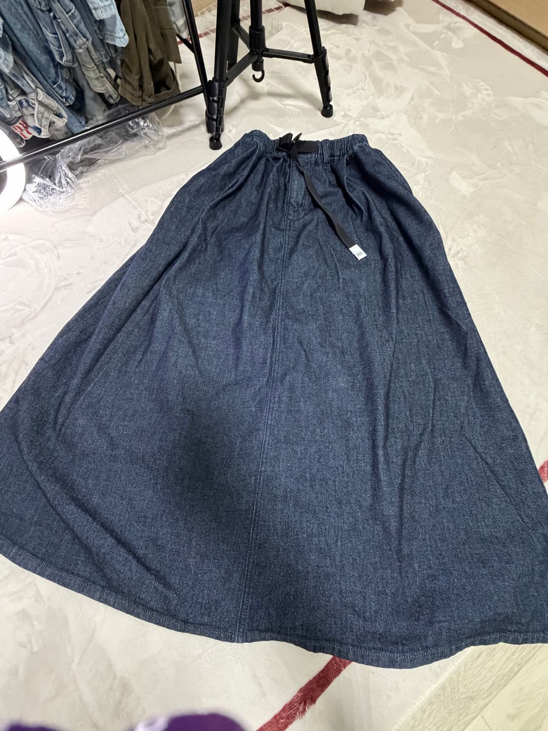 Lee 우먼스 롱기장 턱 스커트 인디고 로우  상품이미지4