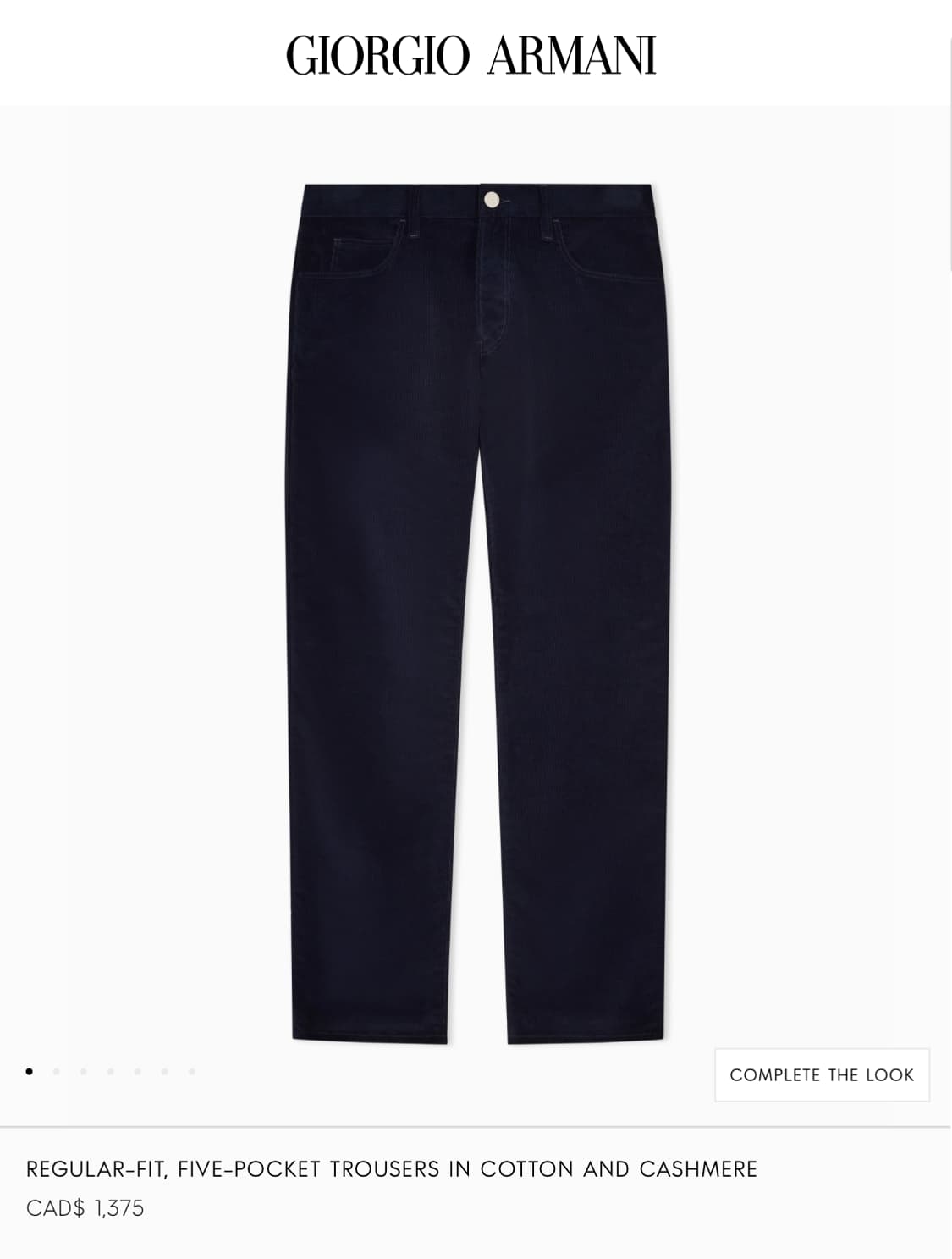 리테일 200만원 조르지오 아르마니 캐시미어 혼방 파이브포켓 트라우저 상품이미지10
