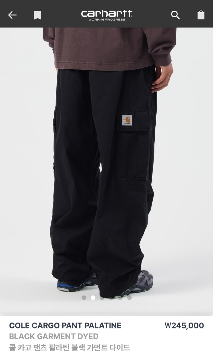 칼하트 wip 콜 카고 팔라틴 팬츠 블랙 32사이즈 상품이미지4