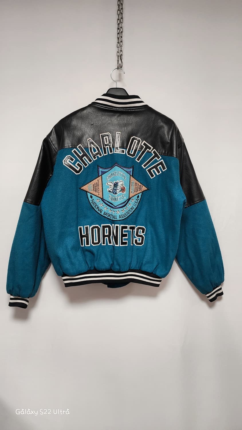 90s 빈티지 살럿호네츠 NBA 가죽 바시티자켓 상품이미지5