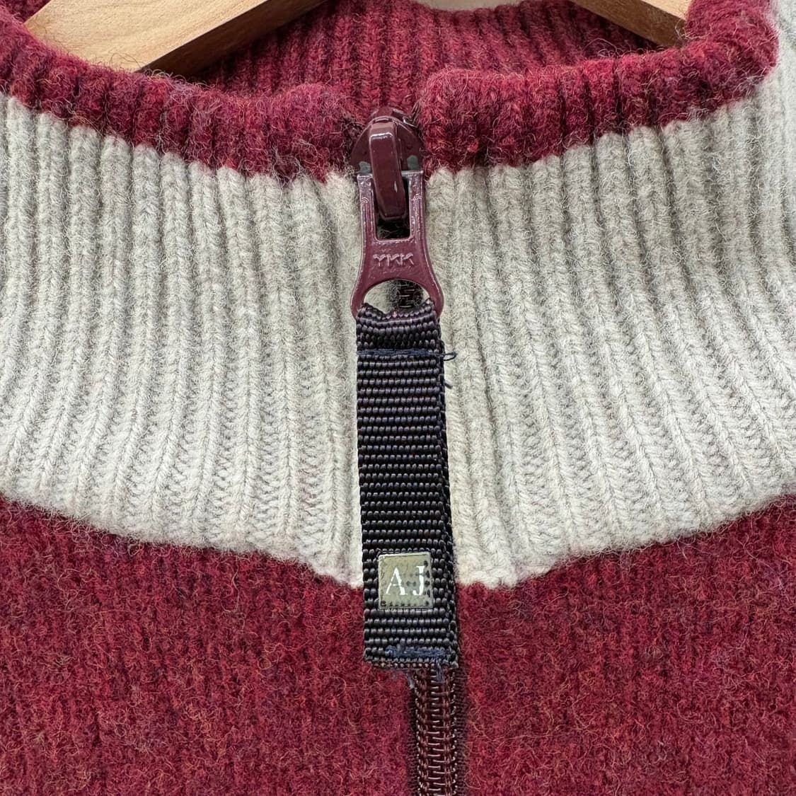 아르마니 AJ 하프집업 니트 버건디 M 상품이미지3