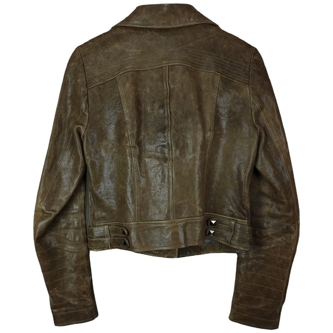 [빈티지] 리얼 램스킨 양가죽 사선 라이더 가죽 자켓 브라운 M17441 상품이미지3