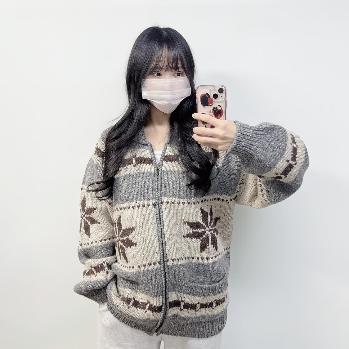 Jpn 일본 빈티지 노르딕 패턴 코위찬 상품이미지1