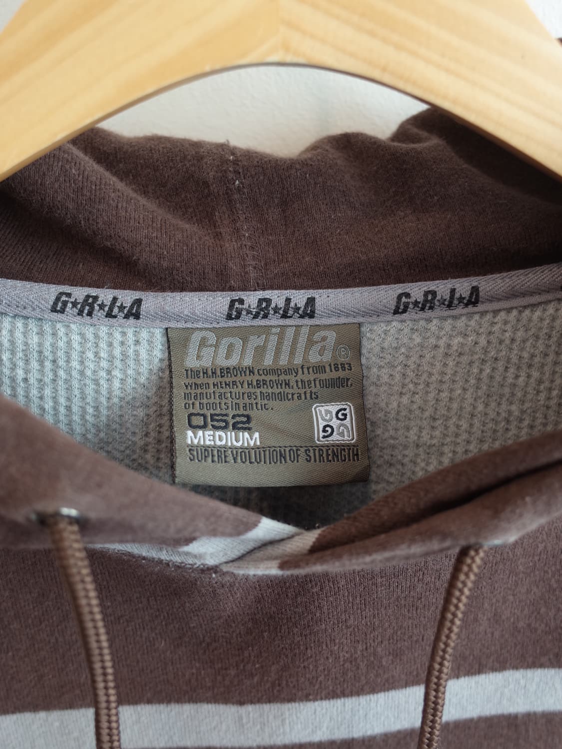 Gorilla 일본 브랜드 스트라이프 코튼 후디 상품이미지3