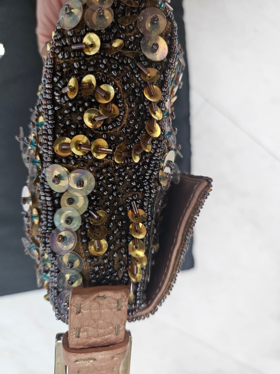 2000s 펜디 셀러리아 비즈 시퀸 바게트백 상품이미지5