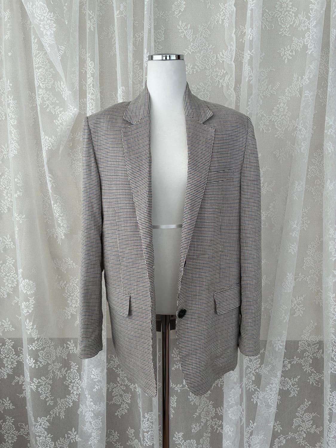 80-90-160) 스튜디오 톰보이 체크 린넨 자켓 상품이미지3