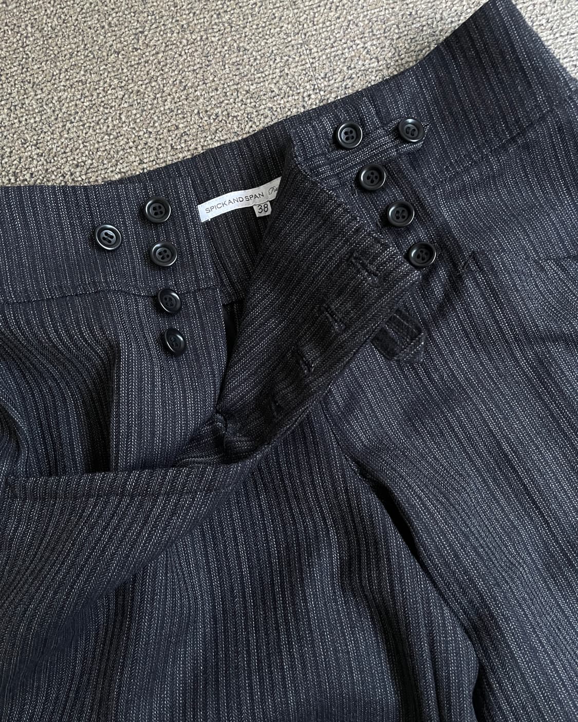 단추 디테일 스트라이프 하프 팬츠 상품이미지4