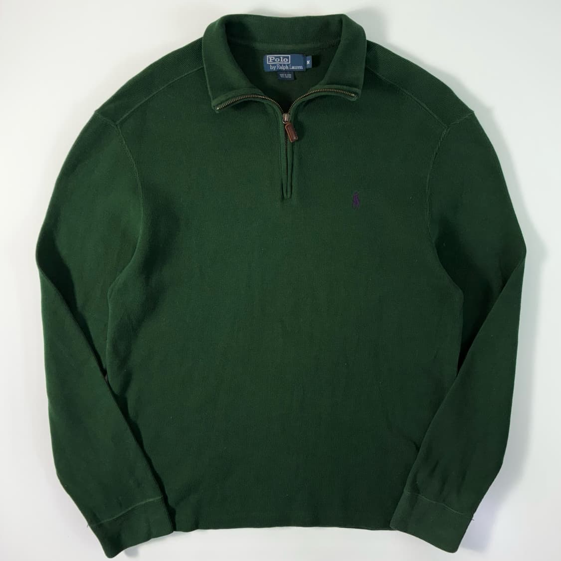 Polo  폴로 랄프로렌 자수 코튼 반집업 그린 니트 상품이미지1