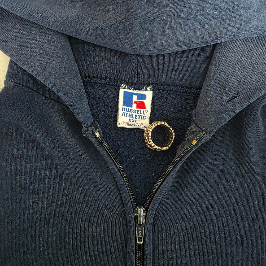 [XXL] 90s 러셀 애슬레틱 후드집업 네이비 하드페이드 ver.11 상품이미지5