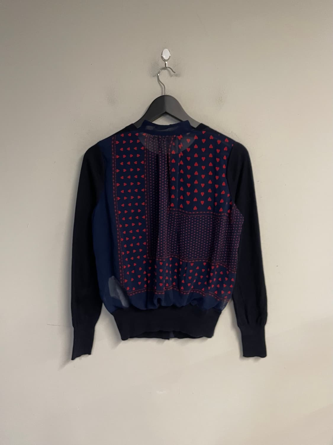 SACAI LUCK back heart cardigan navy 상품이미지4