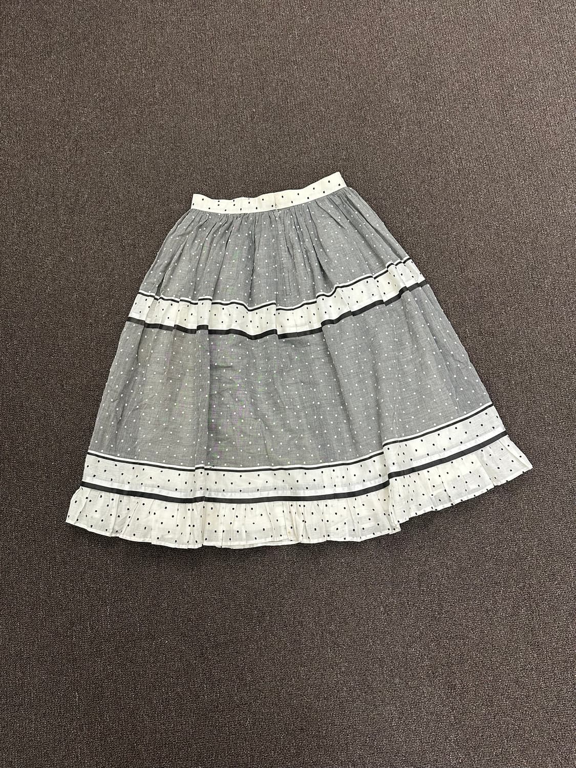 L)Japanese vintage 도트 패턴 프릴 디테일 롱스커트 상품이미지7