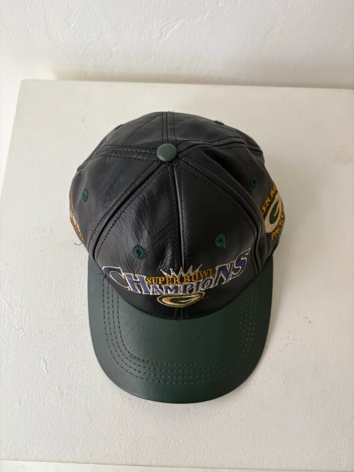 90's NFL Green Bay Pakers Leather cap 상품이미지5
