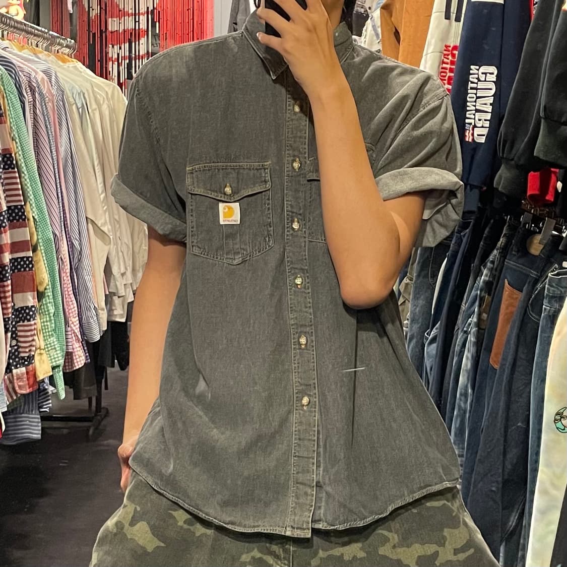 [IM] carhartt 칼하트 흑청 데님 반팔셔츠 상품이미지2
