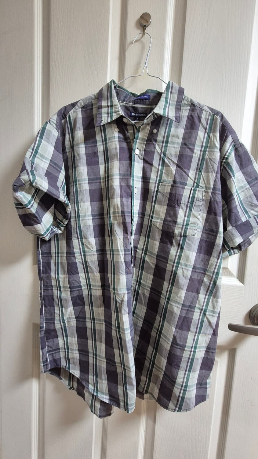 빈티지 오버핏 체크 반팔 셔츠 상품이미지1