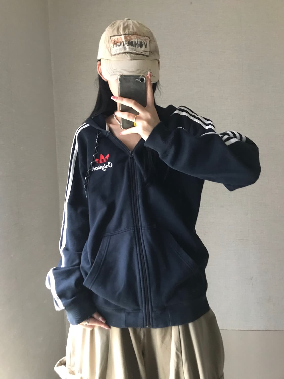 아디다스 블랙 삼선 후드집업 상품이미지2