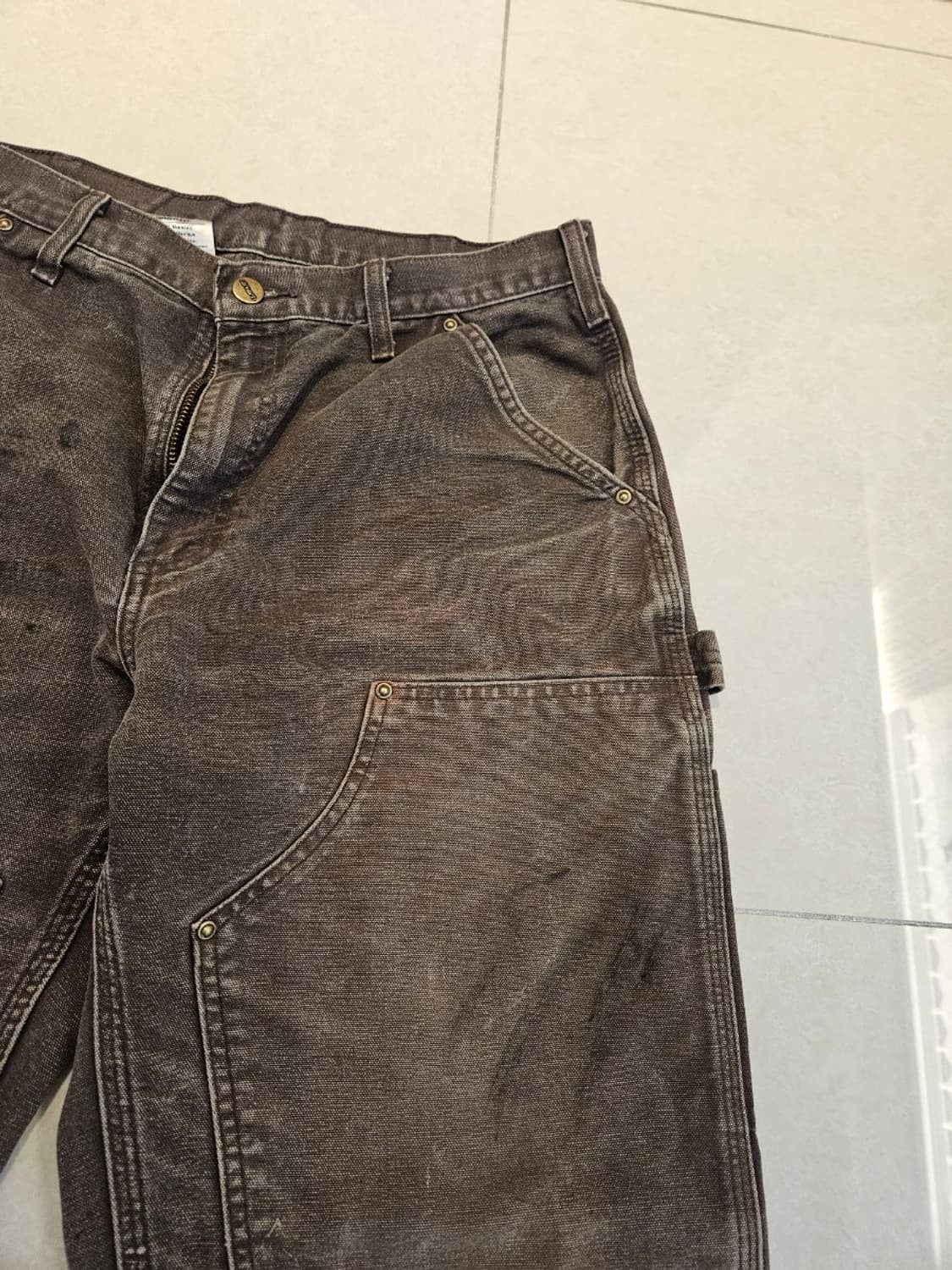 빈티지 칼하트 더블니 다크 브라운 32x30 판매 상품이미지5