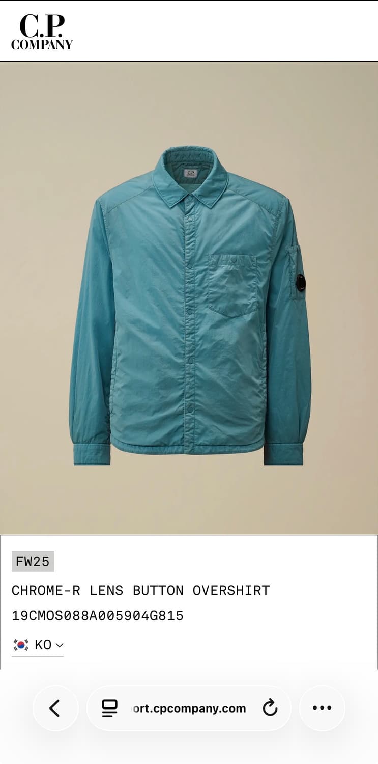Cp컴퍼니 R 렌즈 버튼 오버셔츠(L) 상품이미지1