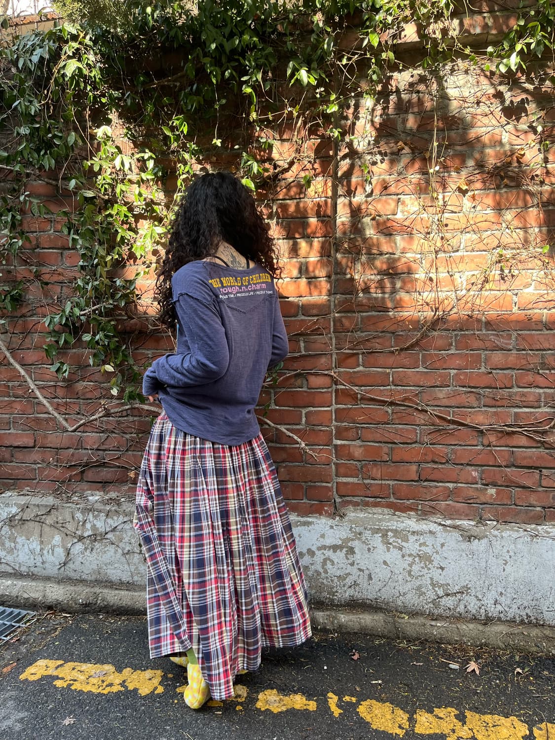 일본 무드 체크 패턴 롱스커트 상품이미지4