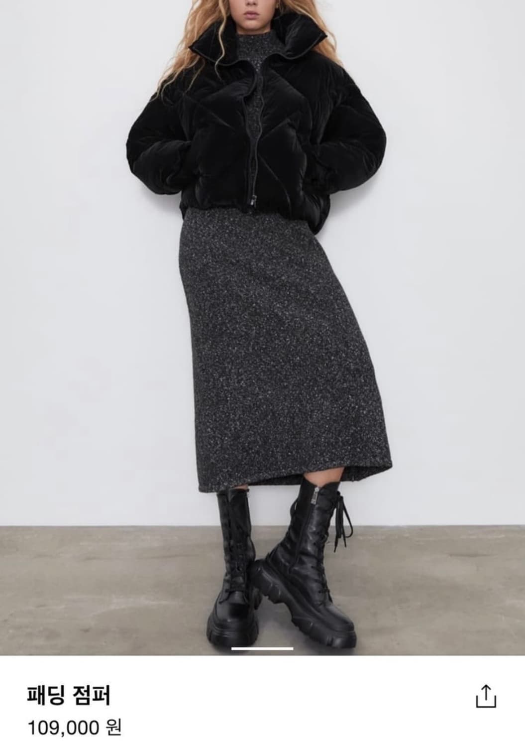 [한국M]ZARA 오버핏 하이넥 숏패딩/블랙 상품이미지2