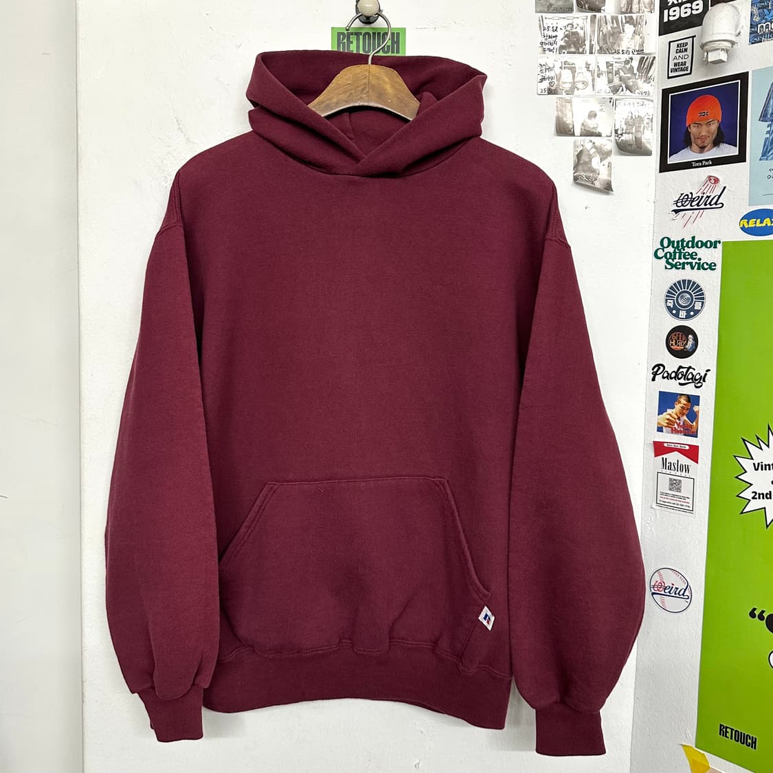 90‘s USA 러셀 후드티 ‘버건디‘ 상품이미지1