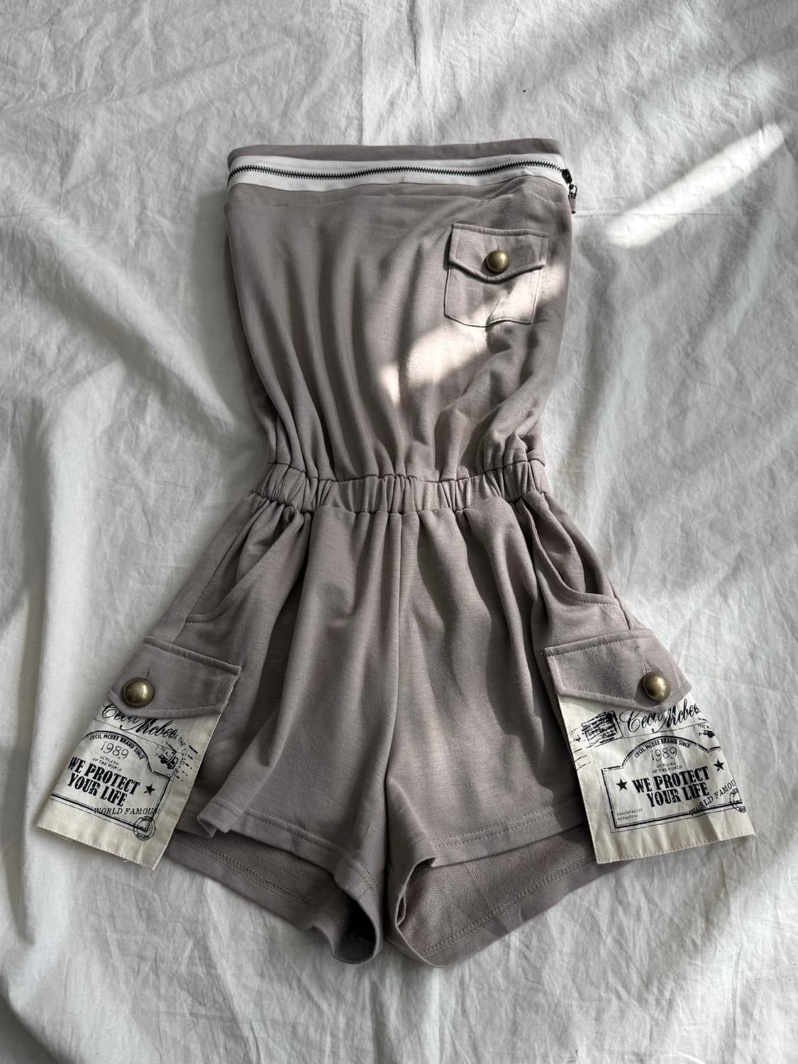 세실맥비 y2k 00’s 베이지 튜브탑 점프수트(새상품) 상품이미지1