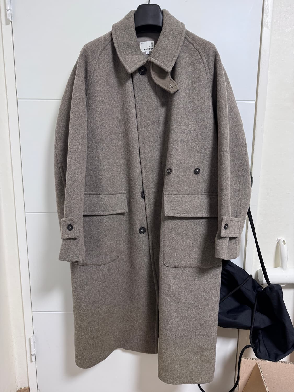 홀리선 윈터포트 울 코트 발마칸 멜린지 베이지 L 상품이미지1