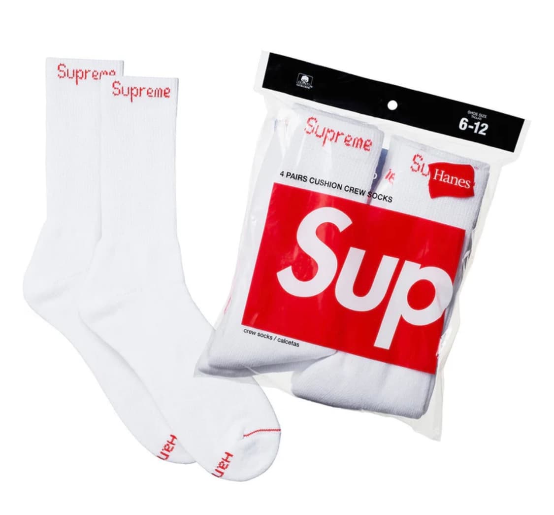 슈프림 헤인즈 크루 삭스 화이트 (4개입) 상품이미지1