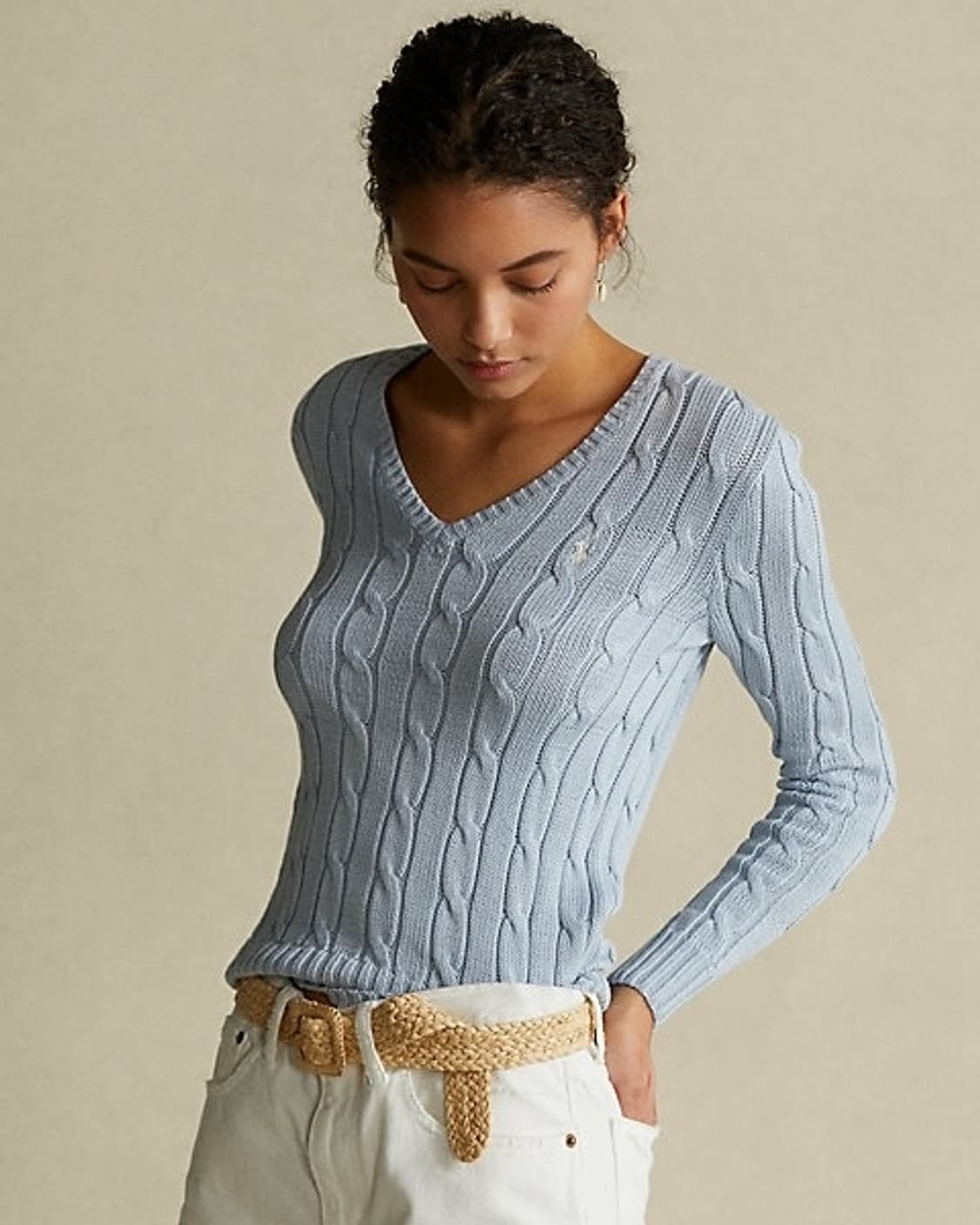 폴로브이넥 니트  페일블루 (s) 상품이미지1