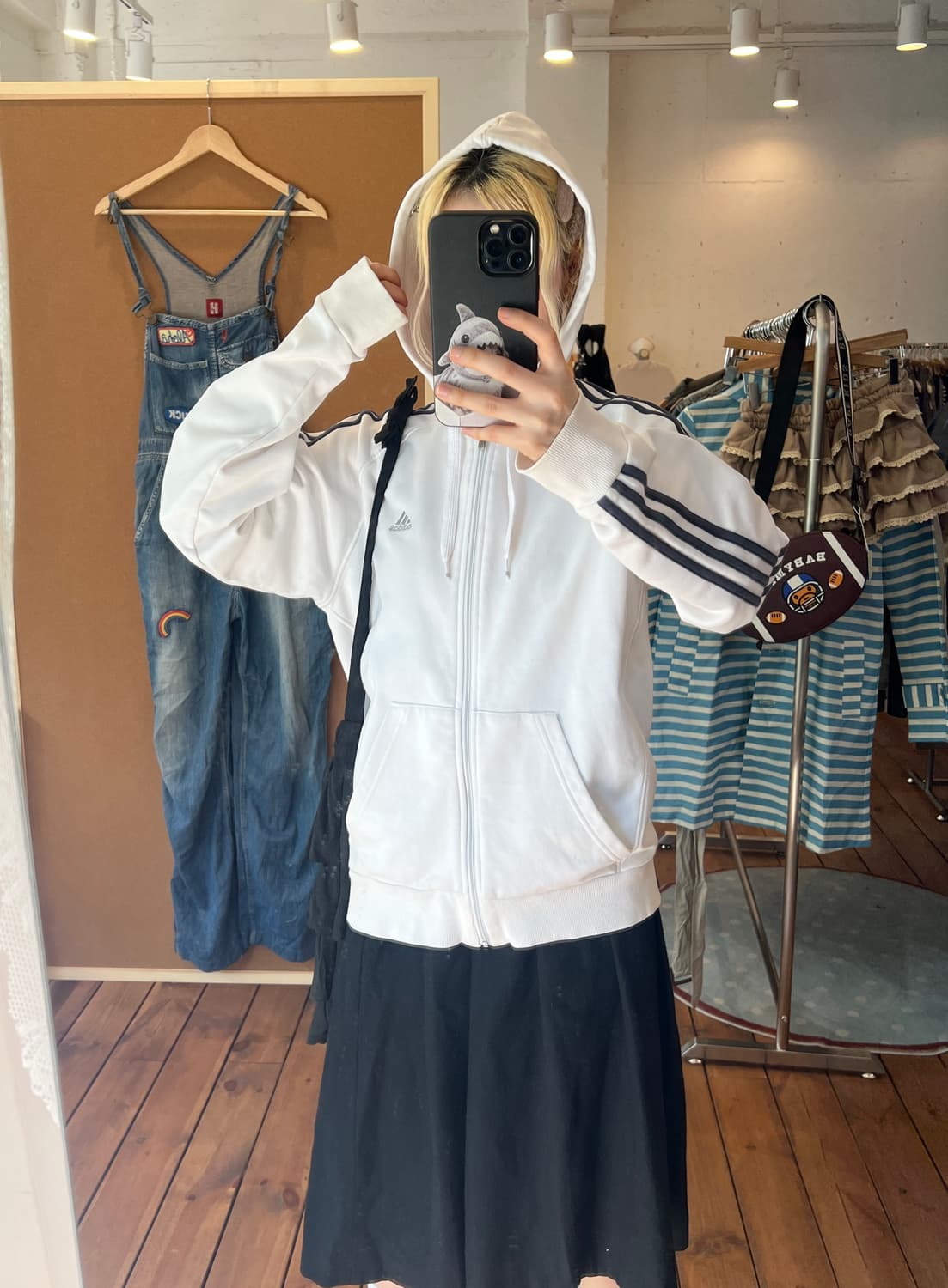 아디다스 화이트 네이비 후드져지 상품이미지2