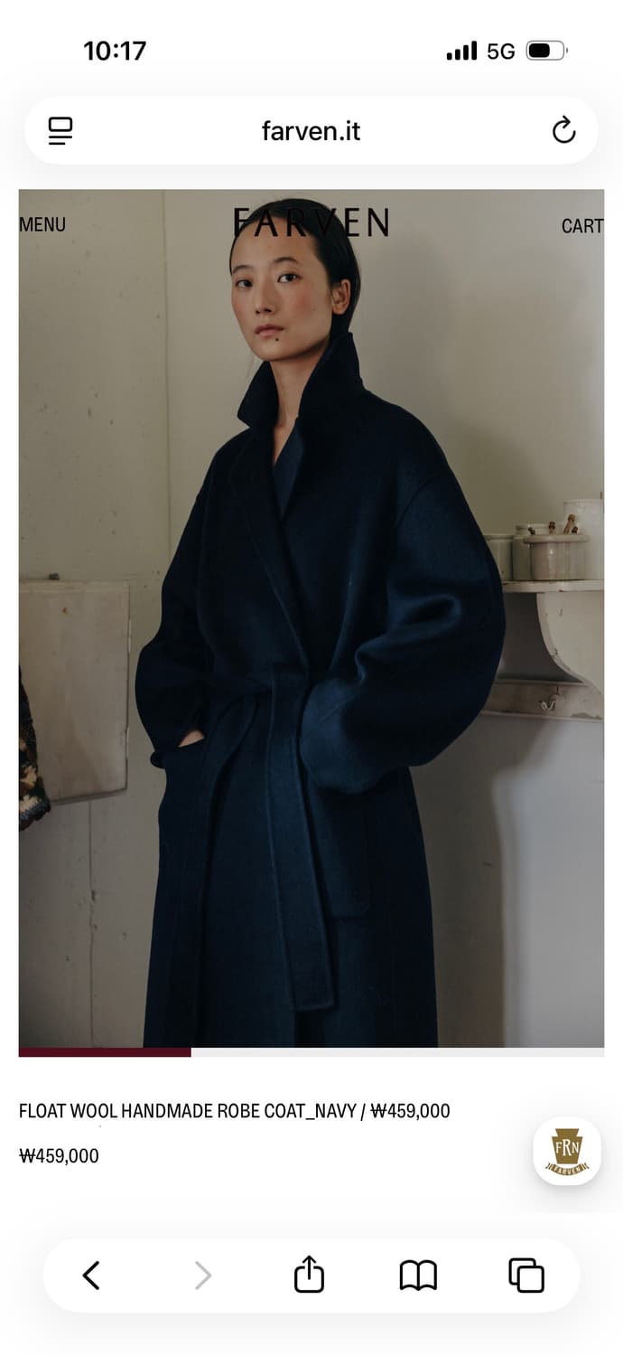 파르벵 울 핸드메이드 로브 코트 네이비 상품이미지5