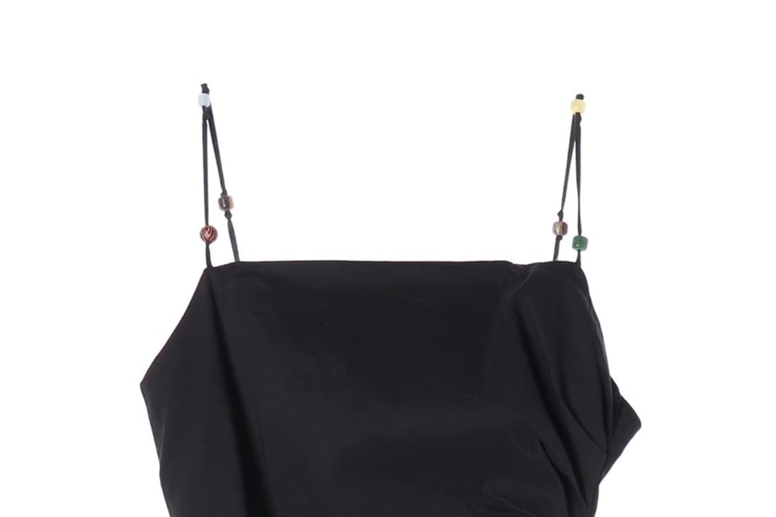 ZARA 비즈 스트랩 셔링 리넨 미니 원피스 블랙 L 상품이미지3