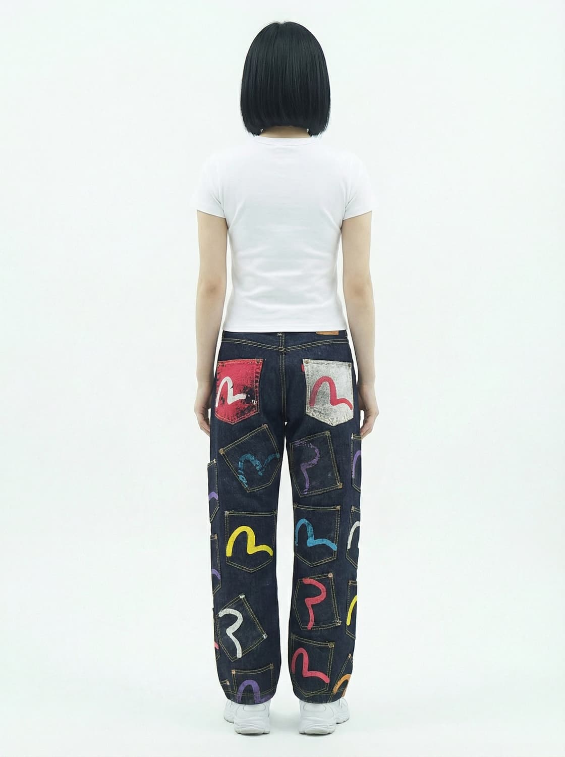 🧵 EVISU 멀티 포켓 페인팅 데님 팬츠 상품이미지2