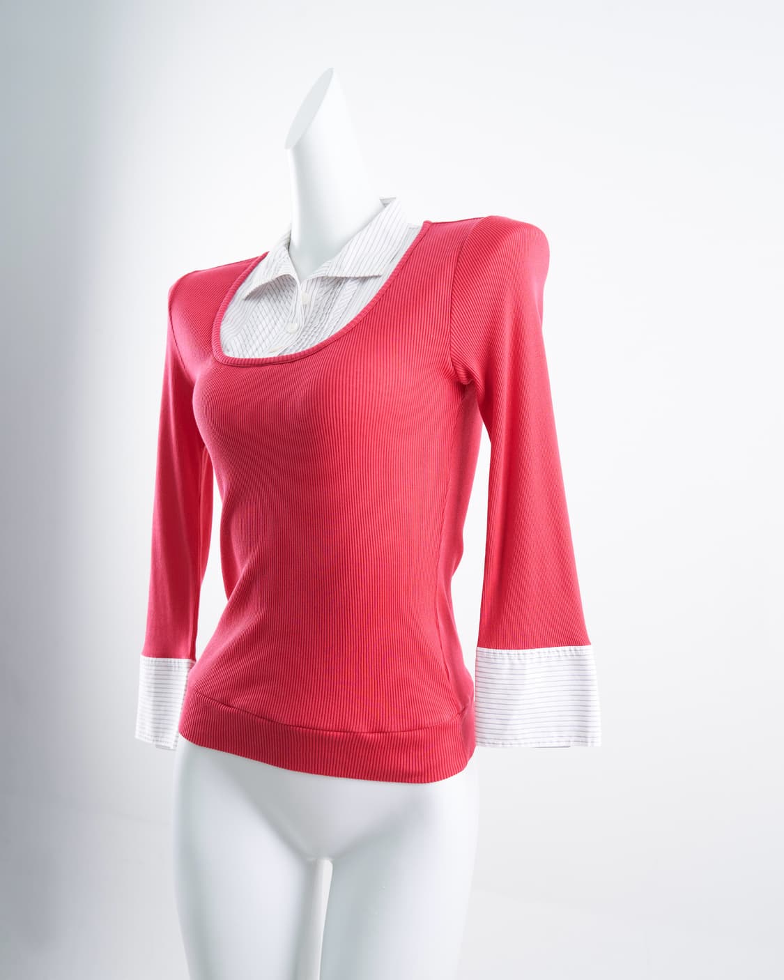 Burberry 런던라벨 셔츠 레이어드 핑크 니트 상품이미지4