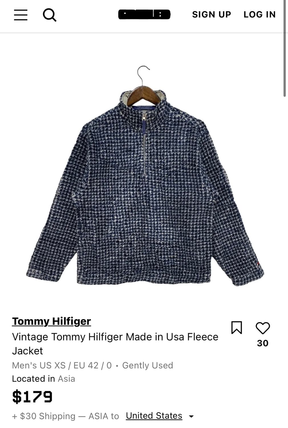 90s 빈티지 타미 힐피거 usa 부클 하운드 체크 하프 집 풀오버 상품이미지10