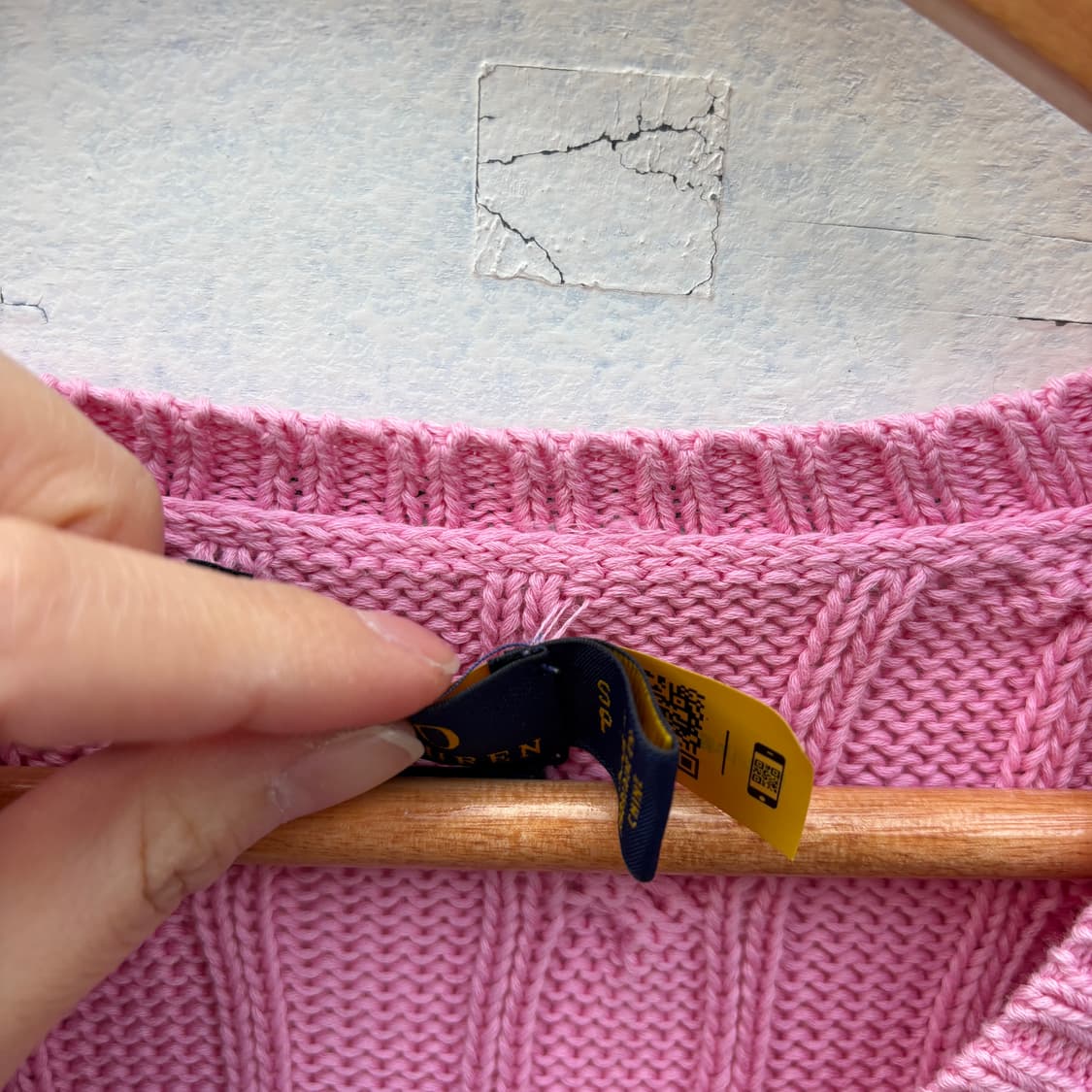 Polo 폴로 피마코튼 브이넥 케이블 꽈배기 니트 상품이미지6