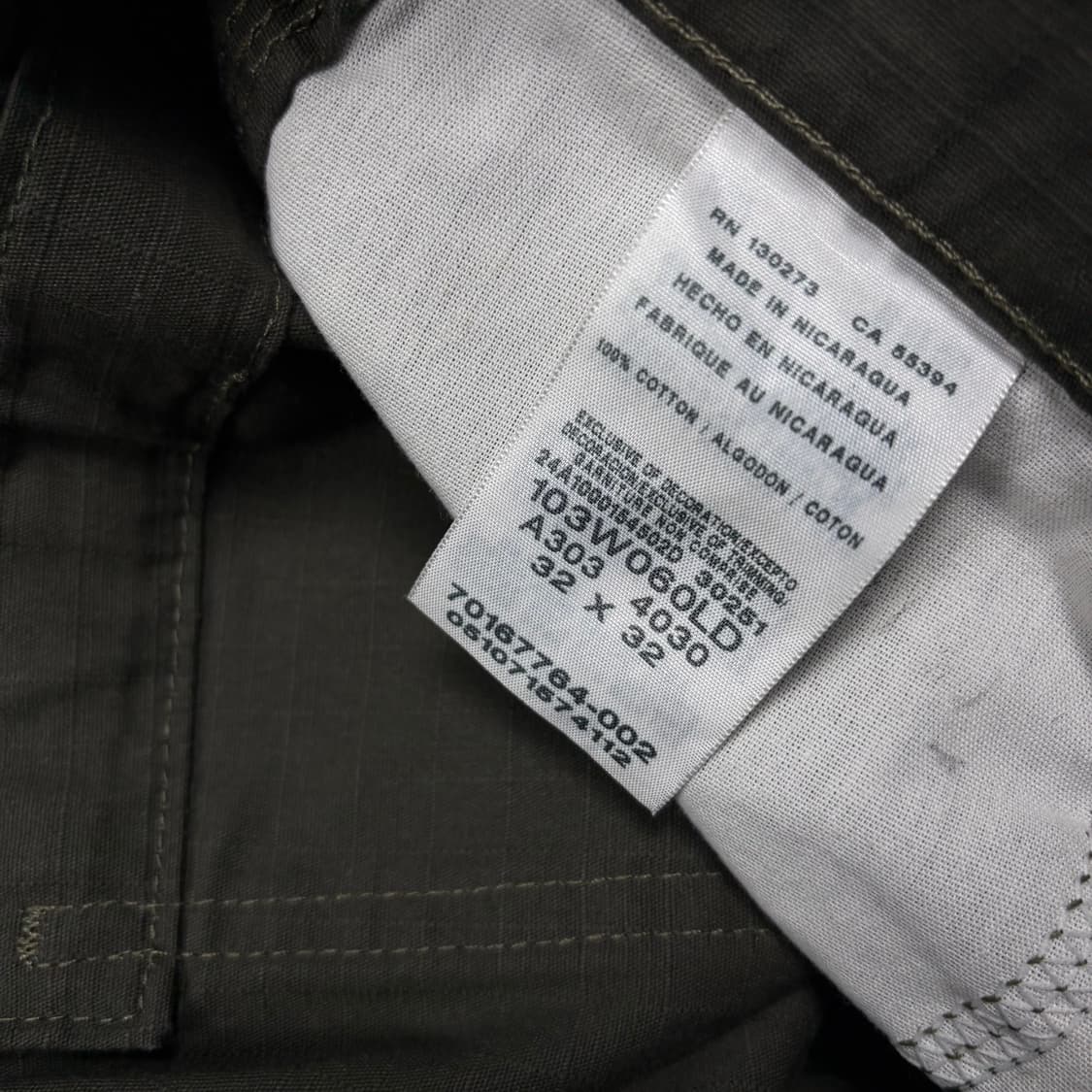 랭글러 카키컬러 카펜터 립스탑 카고 팬츠 상품이미지6