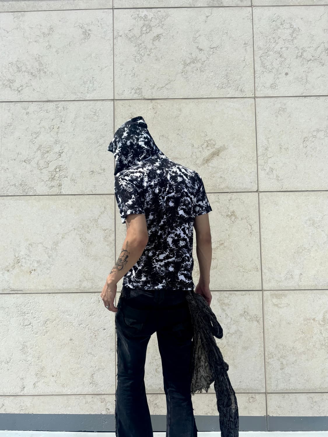 “Vintage” Cross Print Punk 1/2 Hooded Zi 상품이미지2