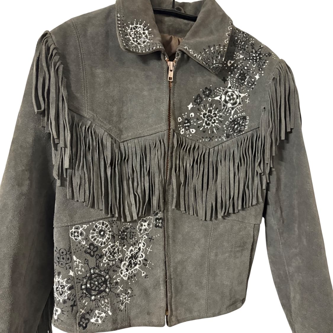 90s 핸드페인팅 스웨이드 프린지 웨스턴 자켓 상품이미지3