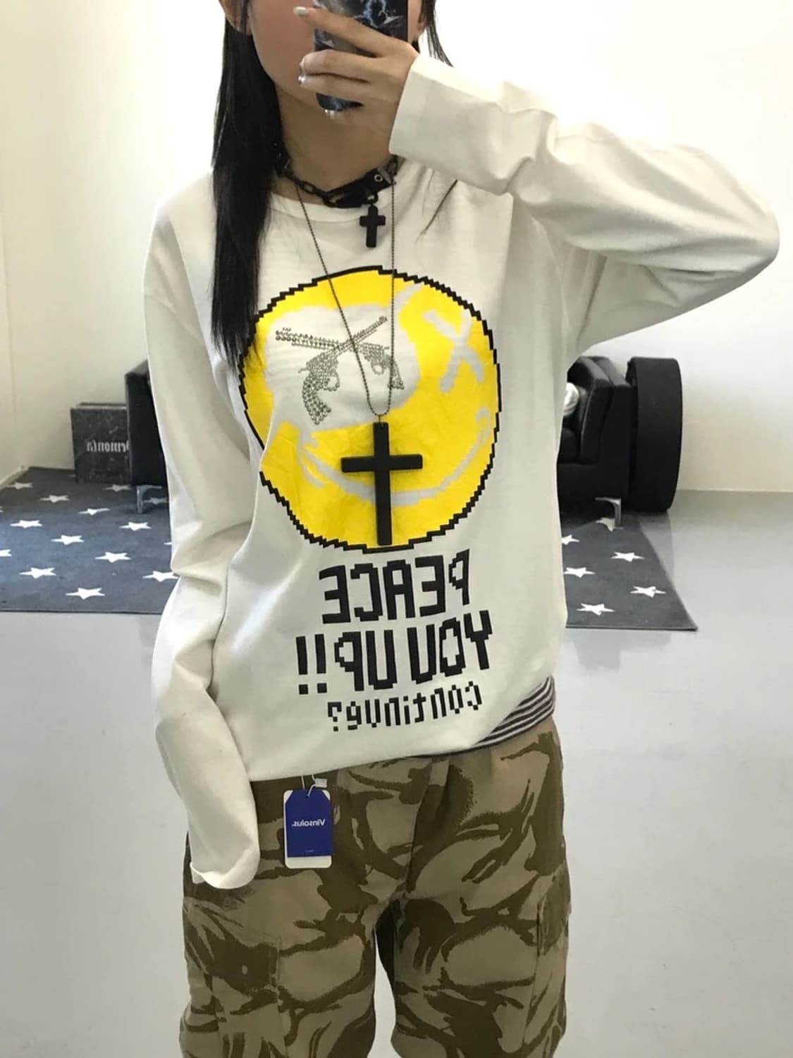 로어건즈 크로스건 큐빅 스마일 로고 롱슬리브 상품이미지2