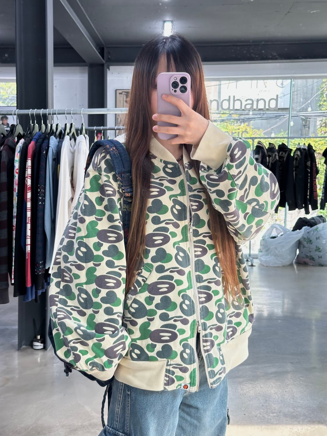베이프 베이미마일로 카모플라쥬 투웨이 코튼바시티자켓 상품이미지1