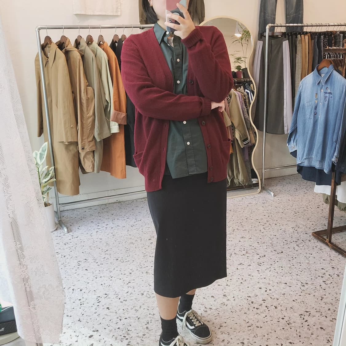 유니클로 버건디레드 울가디건 상품이미지7