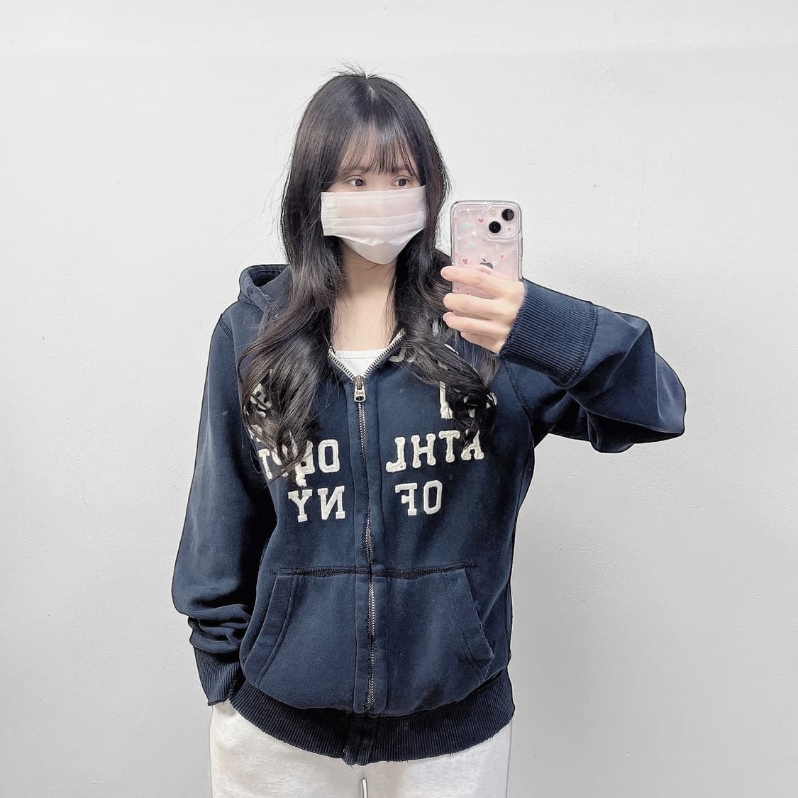 아베크롬비 아치 로고 후드집업 네이비 상품이미지1