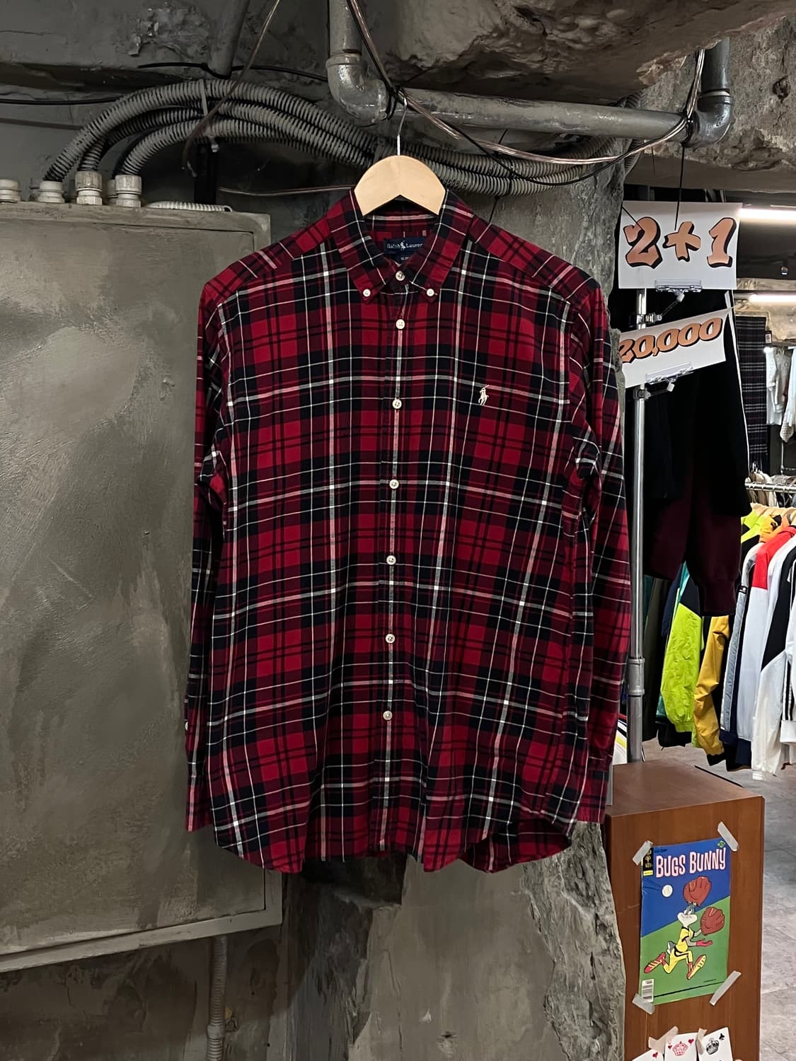 폴로 랄프로렌 체크 셔츠 레드 XL #csz3617 상품이미지1