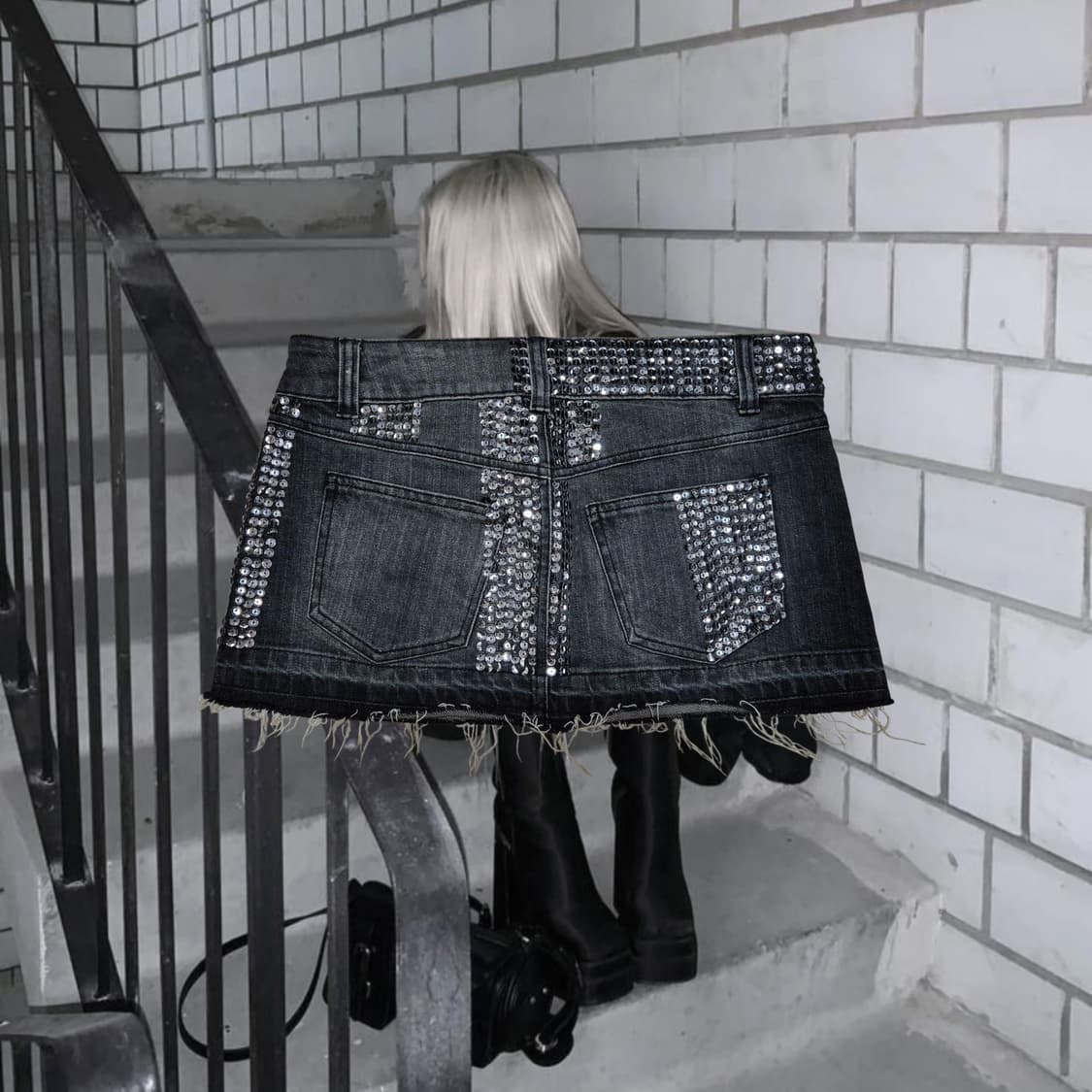 Vintage 07 PUNK Crystal Grunge mini Skir 상품이미지2
