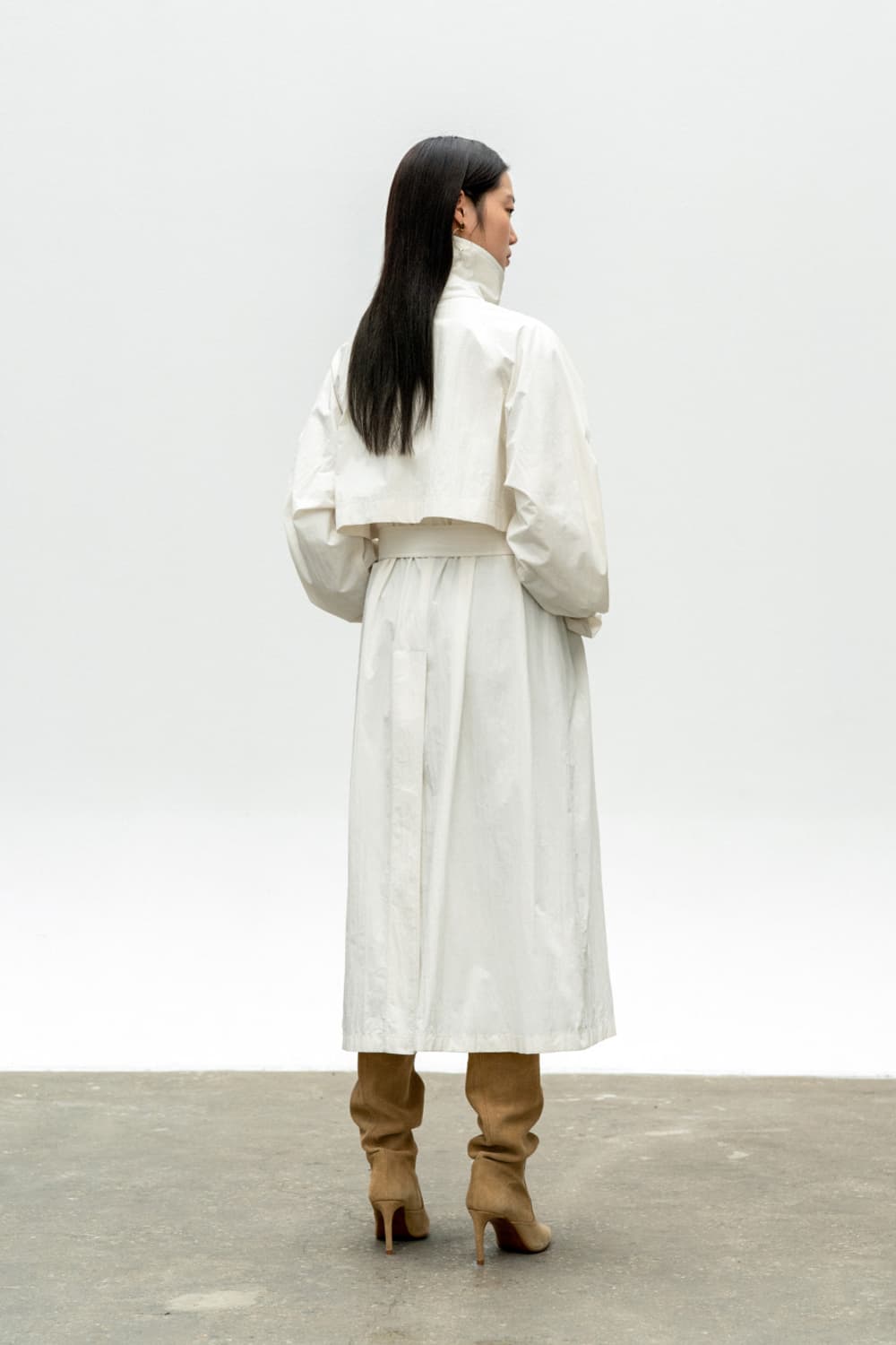 더블 칼라 래글런 트렌치 코트 offwhite S 상품이미지3