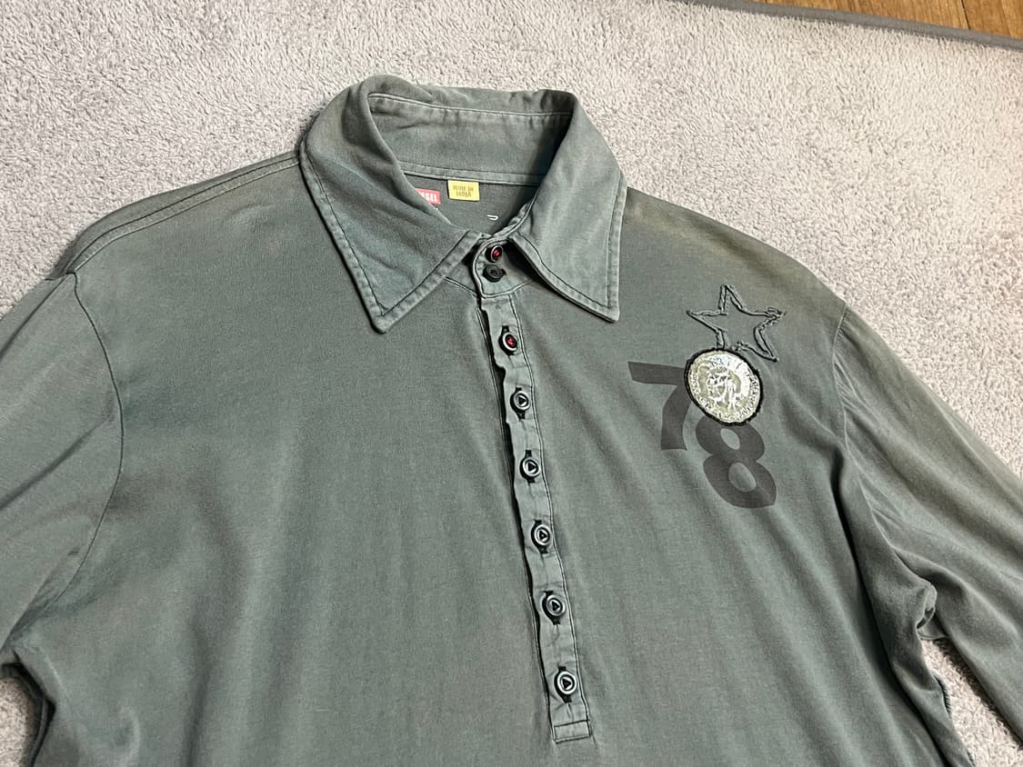 DIESEL 디젤 인디언 벡터로고 헨리넥 카라티셔츠 상품이미지1