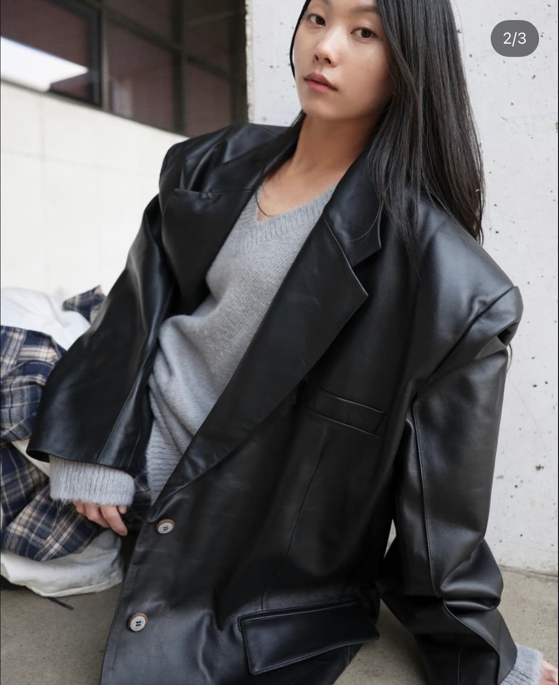 랑거 langer 레더 핀턱 램스킨 자켓 os 상품이미지1