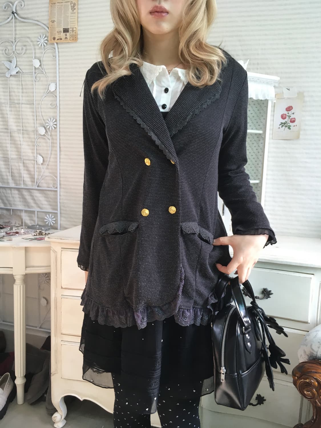 Axes femme rose button eyelet lace jk 상품이미지7