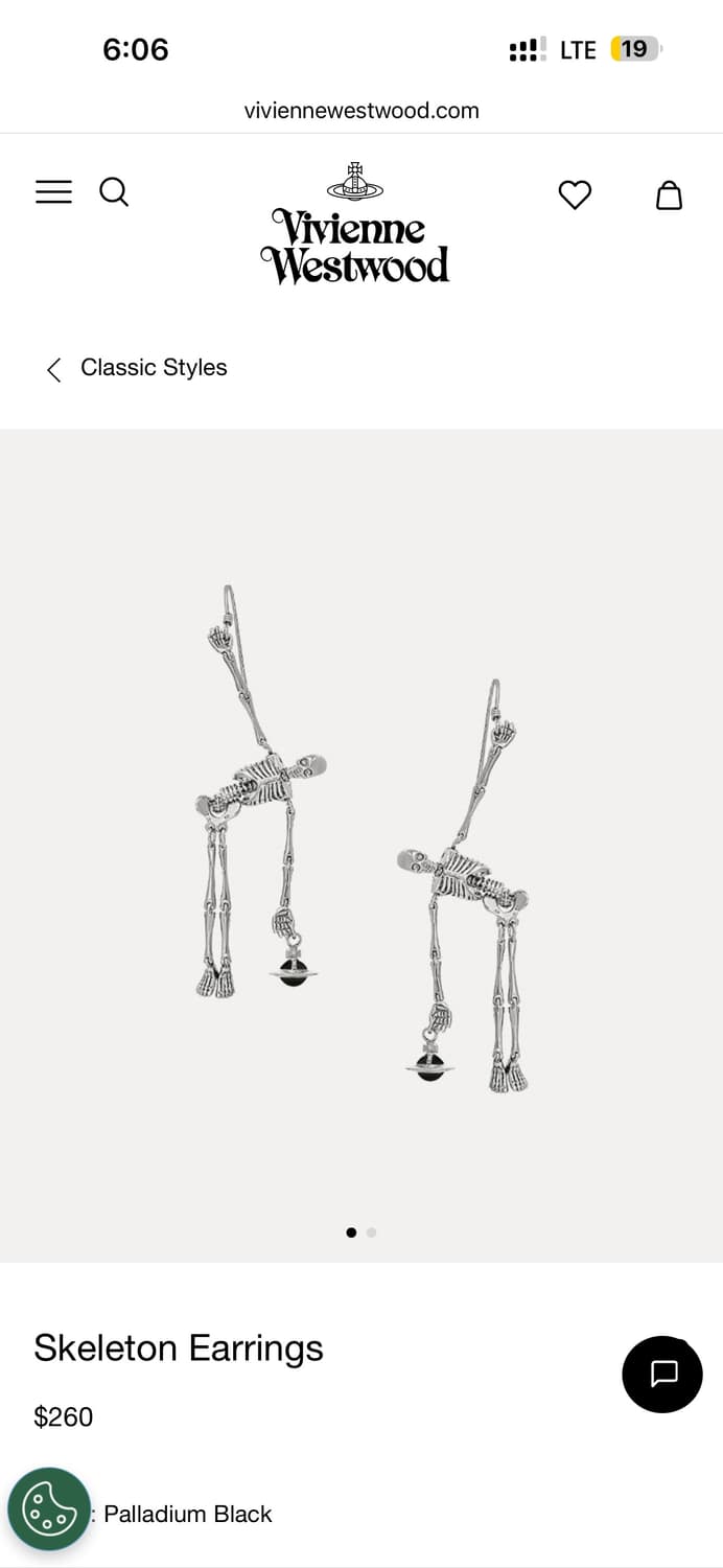 풀박스) 비비안 웨스트우드 해골 귀걸이 상품이미지3