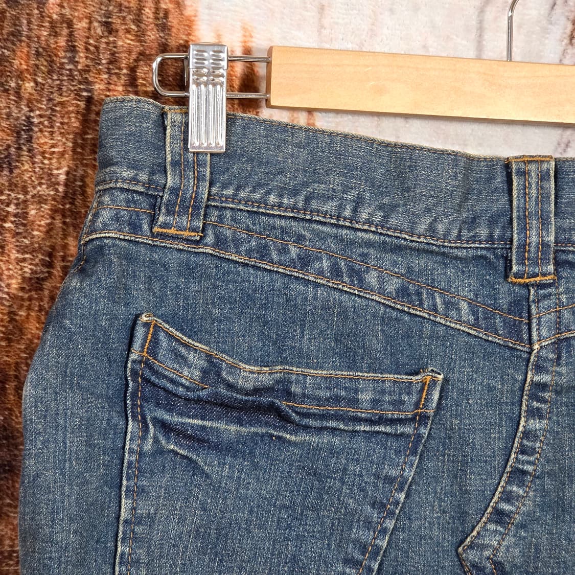 일본 빈티지 진청 워싱 버튼 미디 스커트 상품이미지5